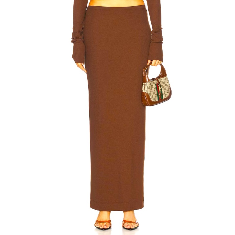 Eterne Butter Rib Emma Maxi Column Skirt Medium M Earth Brown